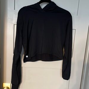 Black Women's Crop Hoodie Workout Top